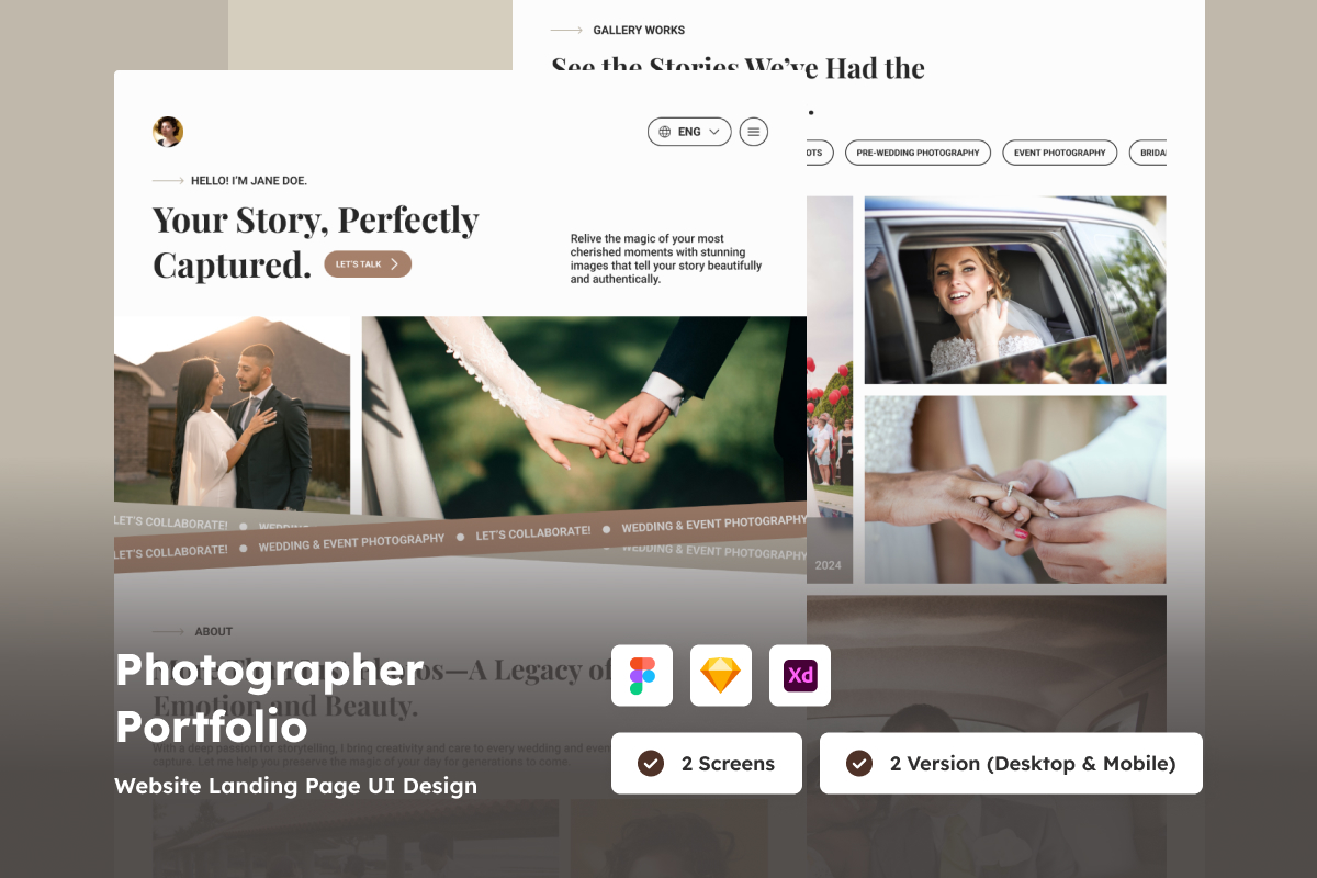 Sophisticated Photographer Portfolio Landing Page