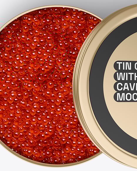 Tin Can with Red Caviar Mockup