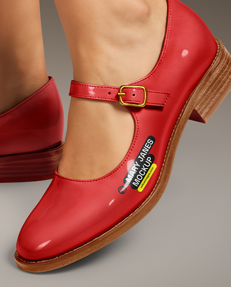 Pair of Mary Janes on Woman's Legs Mockup
