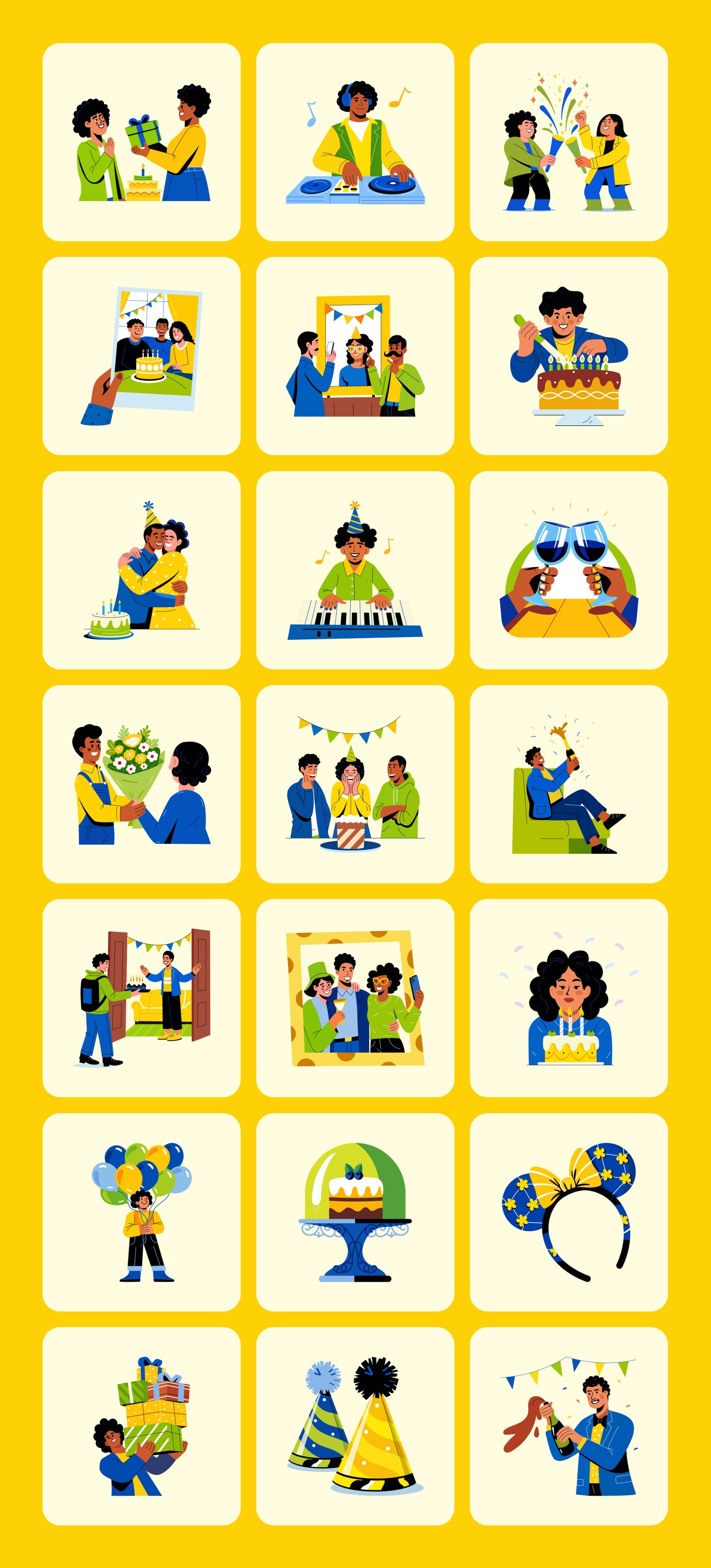 Happy Birthday Illustration Set