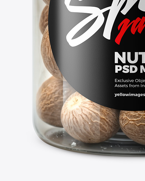 Plastic Jar with Whole Nutmeg Mockup