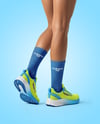 Pair Of Running Shoes Mockup on Women's Legs Mockup