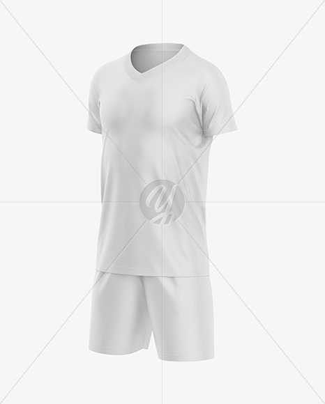 Kids V-Neck Sports Kit Mockup - Half Side View