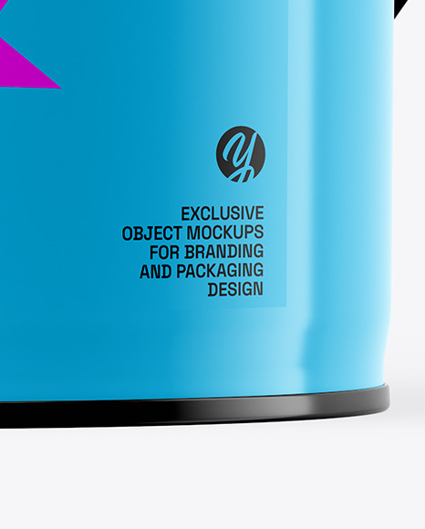 Glossy Tin Can W Metallic Handle Mockup