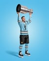 Ice Hockey Player with Stanley Cup Mockup