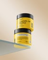 Two Matte Cosmetic Jars on the Glass Mockup