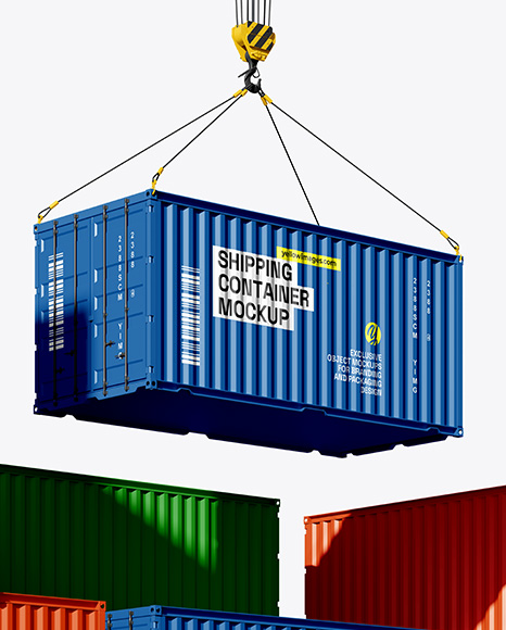 Shipping Container with Slings Mockup - Cargo+Delivery+Transport+Truck+PSD+Mockup+Templates