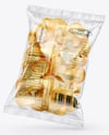 Clear Plastic Snack Bags with Potato Chips Mockup