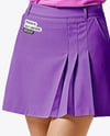 Woman Wearing Golf Shirt and Skirt Mockup