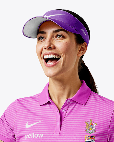 Woman Wearing Golf Shirt and Skirt Mockup