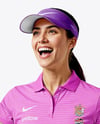 Woman Wearing Golf Shirt and Skirt Mockup