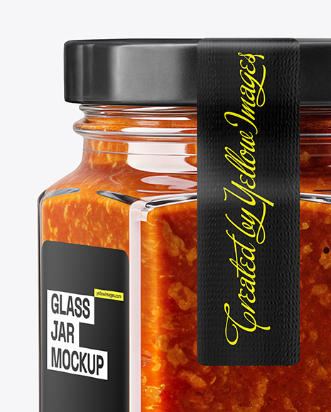 Glass Hexagonal Jar with Meat Ragu Mockup