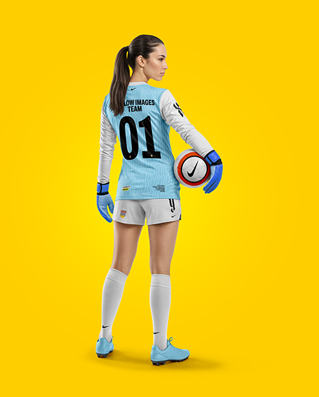 Female Soccer Goalkeeper Wearing Long Sleeve Jersey Mockup