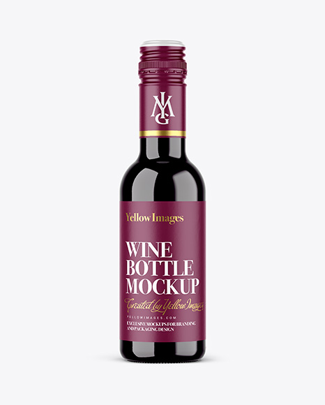 250ml Amber Bottle with Red Wine Mockup - Amber glass