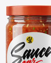 Clear Glass Jar with Salsa Sauce Mockup