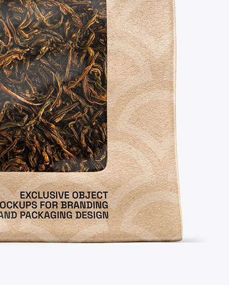 Kraft Pouch w/ Dry Black Tea Mockup