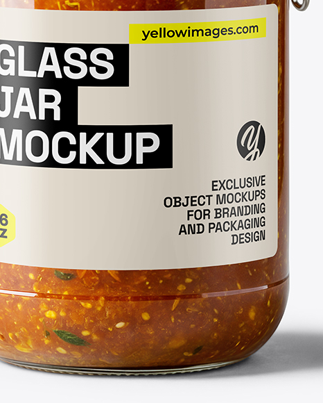 Clear Glass Jar with Tomato Chutney Mockup