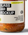 Clear Glass Jar with Tomato Chutney Mockup