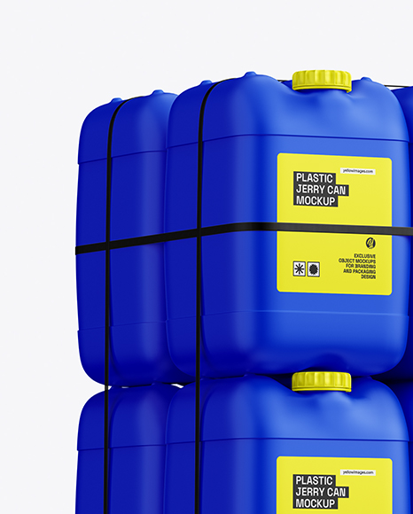 Wooden Pallet With Plastic Jerry Cans Mockup