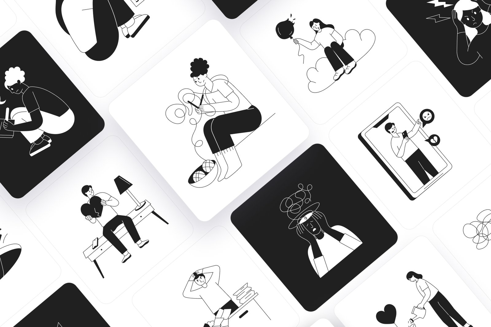 Stress Management Illustration Art Set