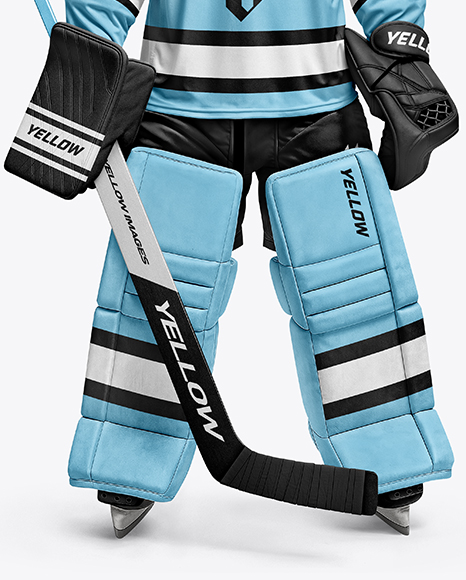 Man Wearing Ice Hockey Goalkeeper Kit Mockup