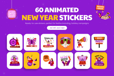 Animated New Year Stickers - Sticker design