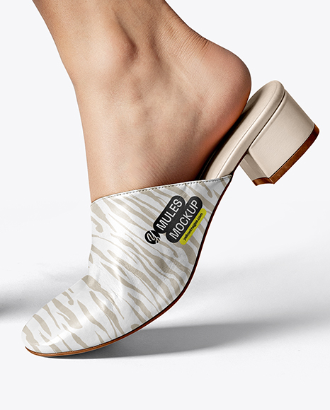 Pair of Mules on Woman's Legs Mockup