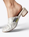 Pair of Mules on Woman's Legs Mockup