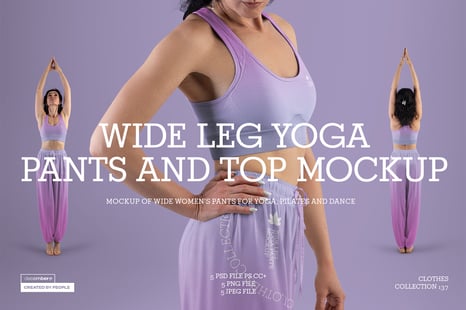 5 Wide Leg Pants Mockups and Top for Yoga and Pilates. vol.02 - Apparel Mockups