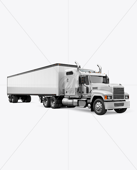 Truck Semi Trailer Mockup - Half Side View