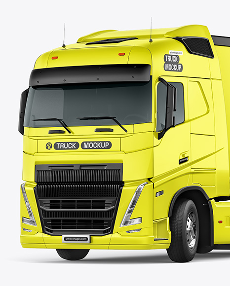 Semi Trailer Truck Mockup - Front Half Side View