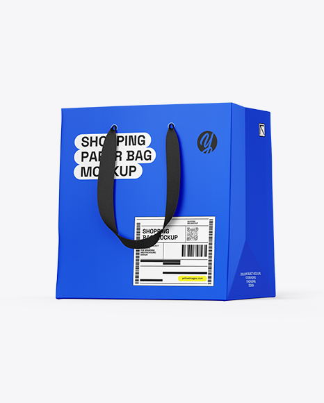 Paper Shopping Bag Mockup – Half Side View - Premium PSD Mockups