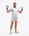 Male UFC Fighter Wearing T-Shirt and Shorts Mockup