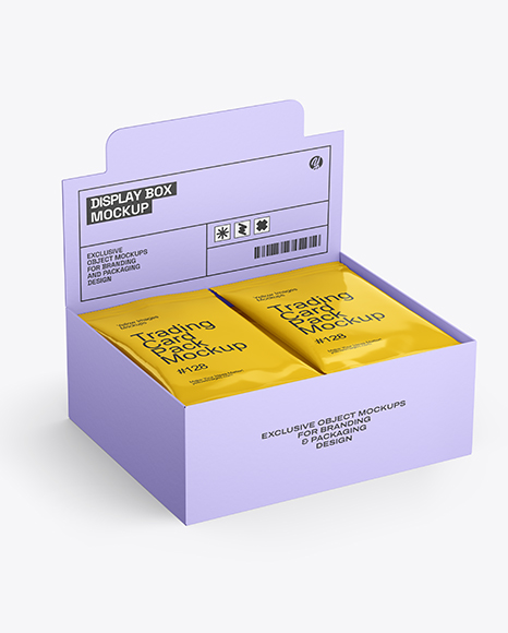 Box with Glossy Trading Card Packs Mockup