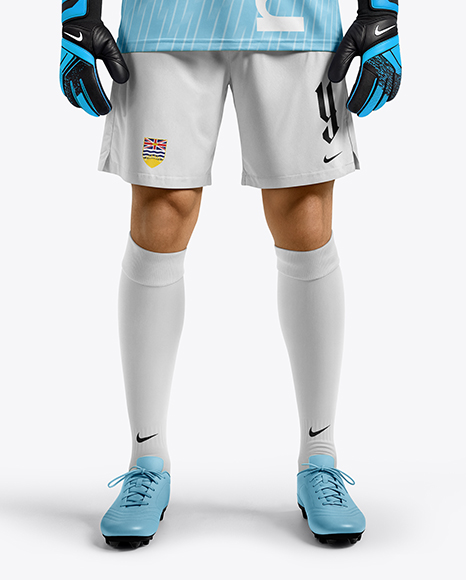 Soccer Goalkeeper Wearing Long Sleeve Jersey and Shorts Mockup