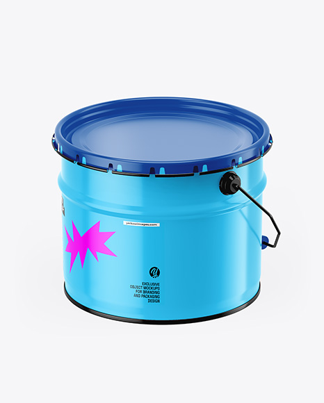 Glossy Tin Can w/ Metallic Handle Mockup
