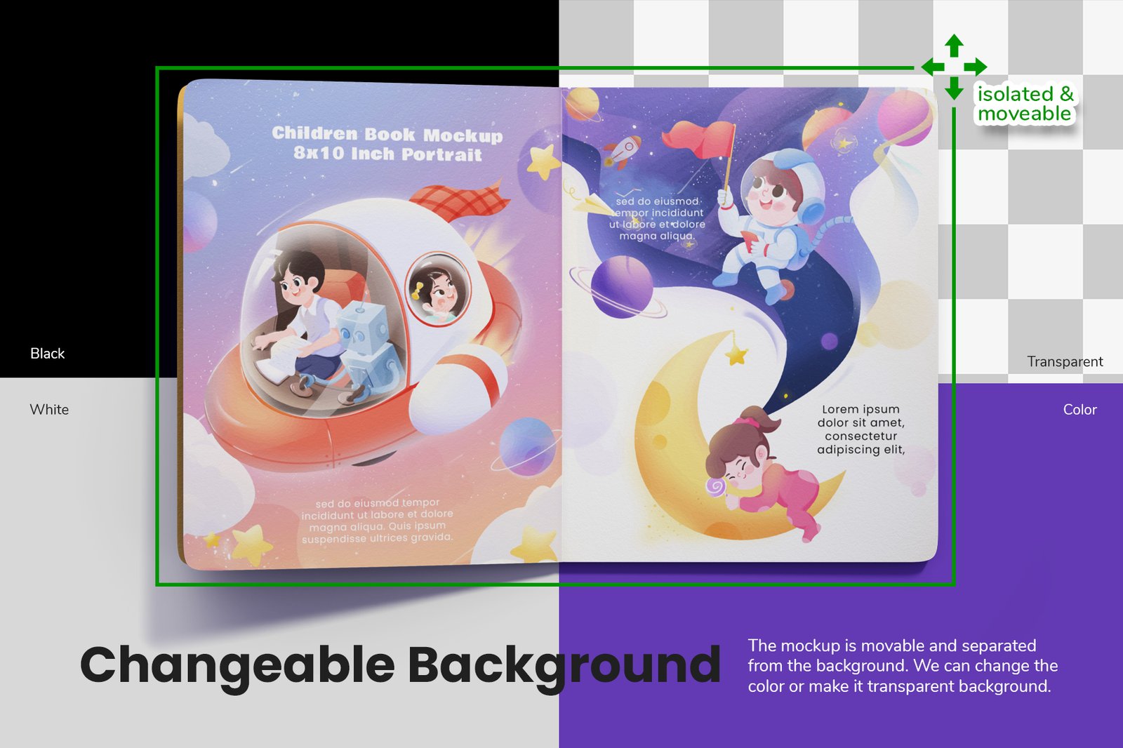 8x10 Inch Portrait - Children Book Mockup Set