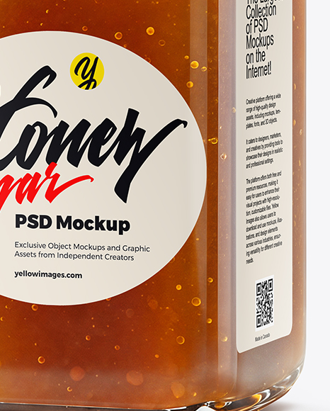 Square Clear Glass Jar with Manuka Honey Mockup