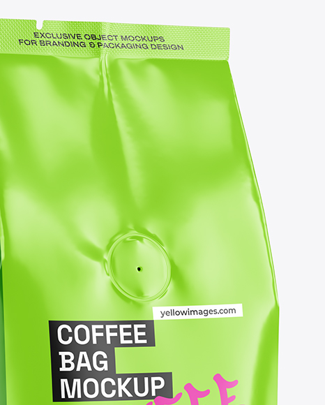 Glossy Coffee Bag Mockup – Half Side view