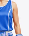 Woman Wearing Boxing Kit with Jersey and Shorts Mockup