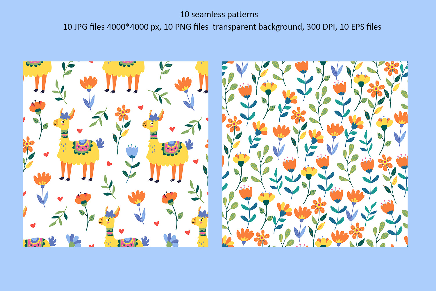 Funny Llamas Clipart and Pattern Collection