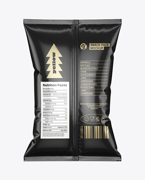 Glossy Snack Pack Mockup - Back View