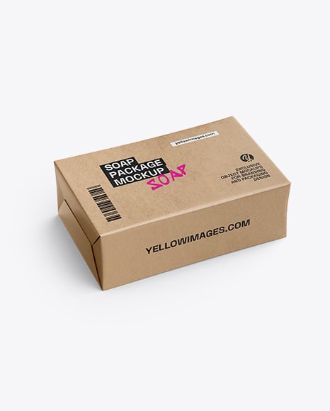 Kraft Paper Soap Bar Mockup - Half Side View - Product package mockup