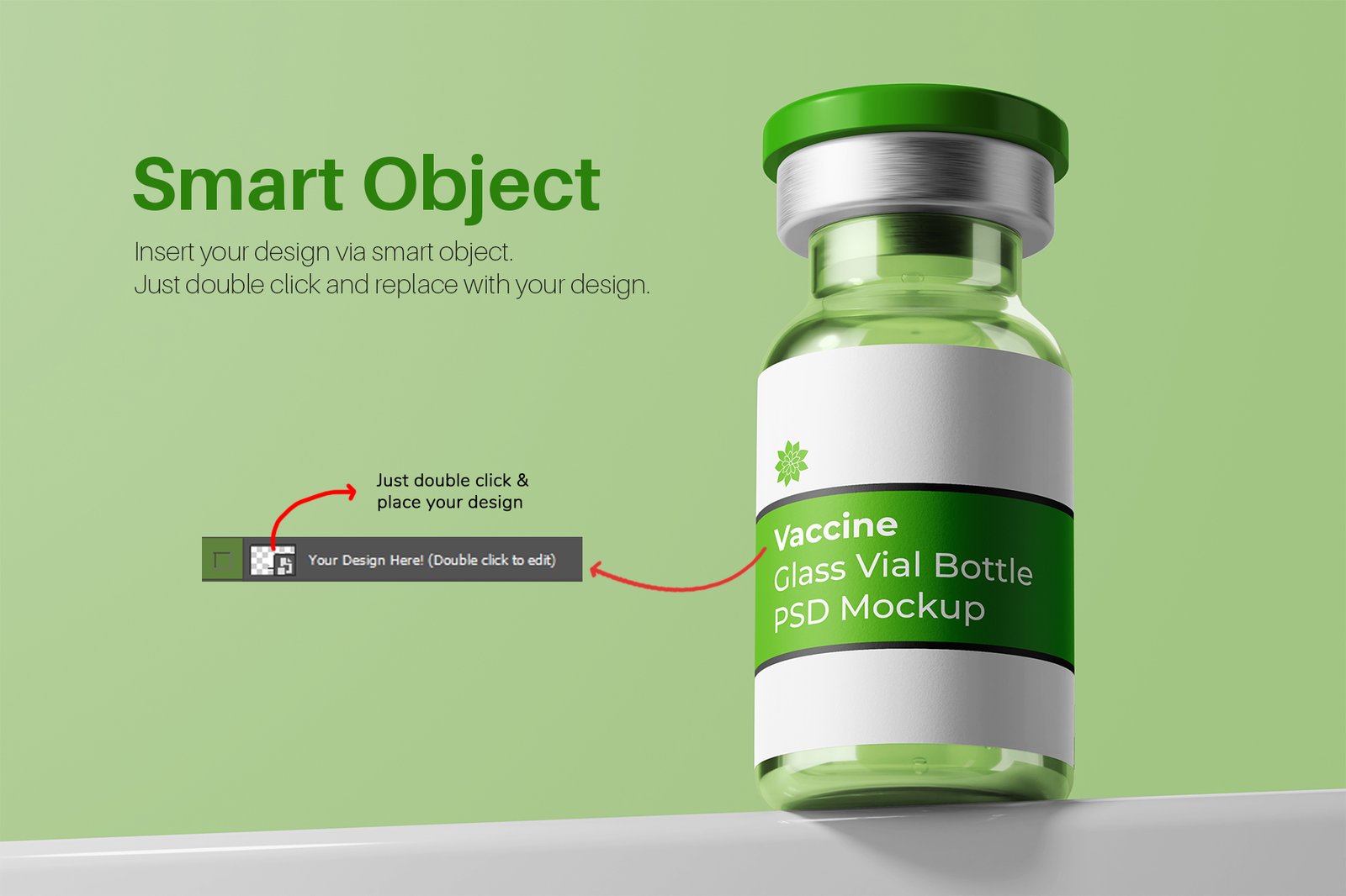 Vaccine Glass Vial Medical Bottle PSD Mockup Pack