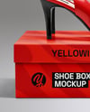 Pair of Glossy Slingbacks on Shoe Box Mockup