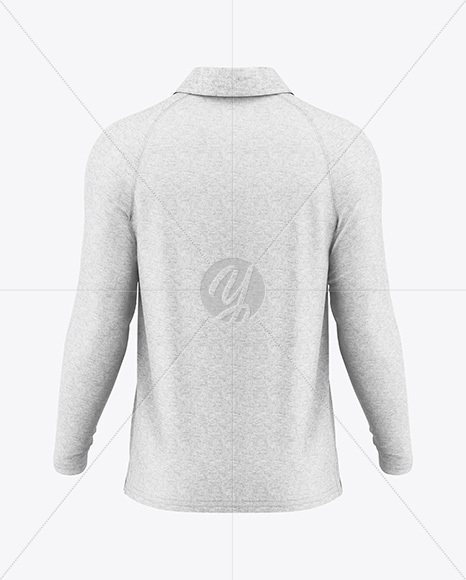 Men's Heather Raglan Long Sleeve Polo Shirt Mockup - Back View