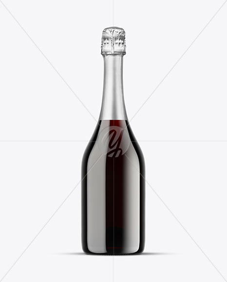 Green Glass Red Champagne Bottle Mockup