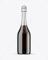 Green Glass Red Champagne Bottle Mockup