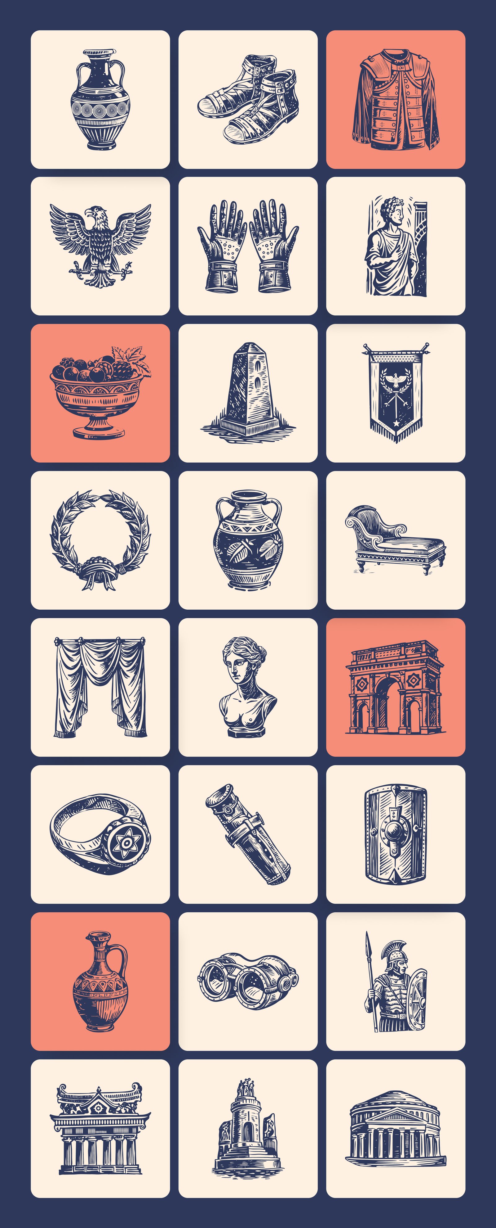 Vintage Roman Icon Set
