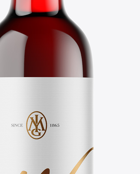 Clear Glass Red Wine Bottle Mockup